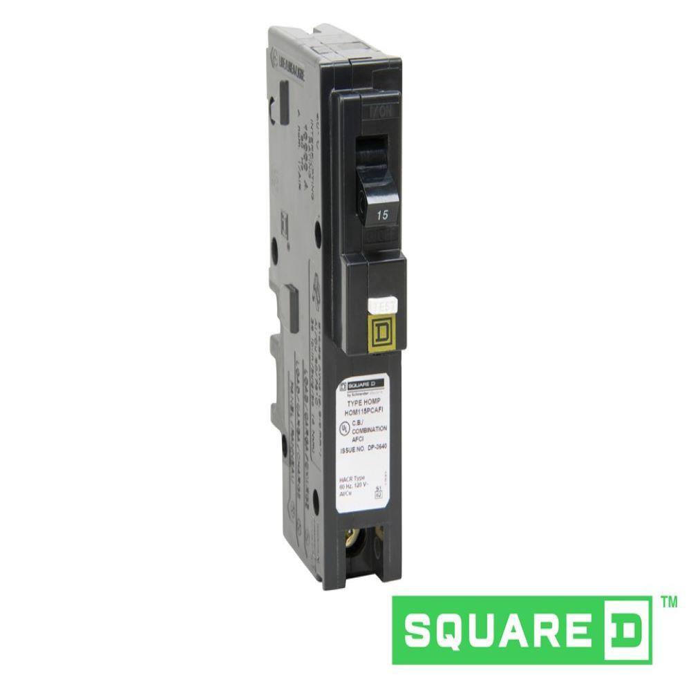 Square D Homeline 15 Amp Single-Pole Plug-On Neutral Combination Arc Fault Circuit Breaker(HOM115PCAFIC) HOM115PCAFIC