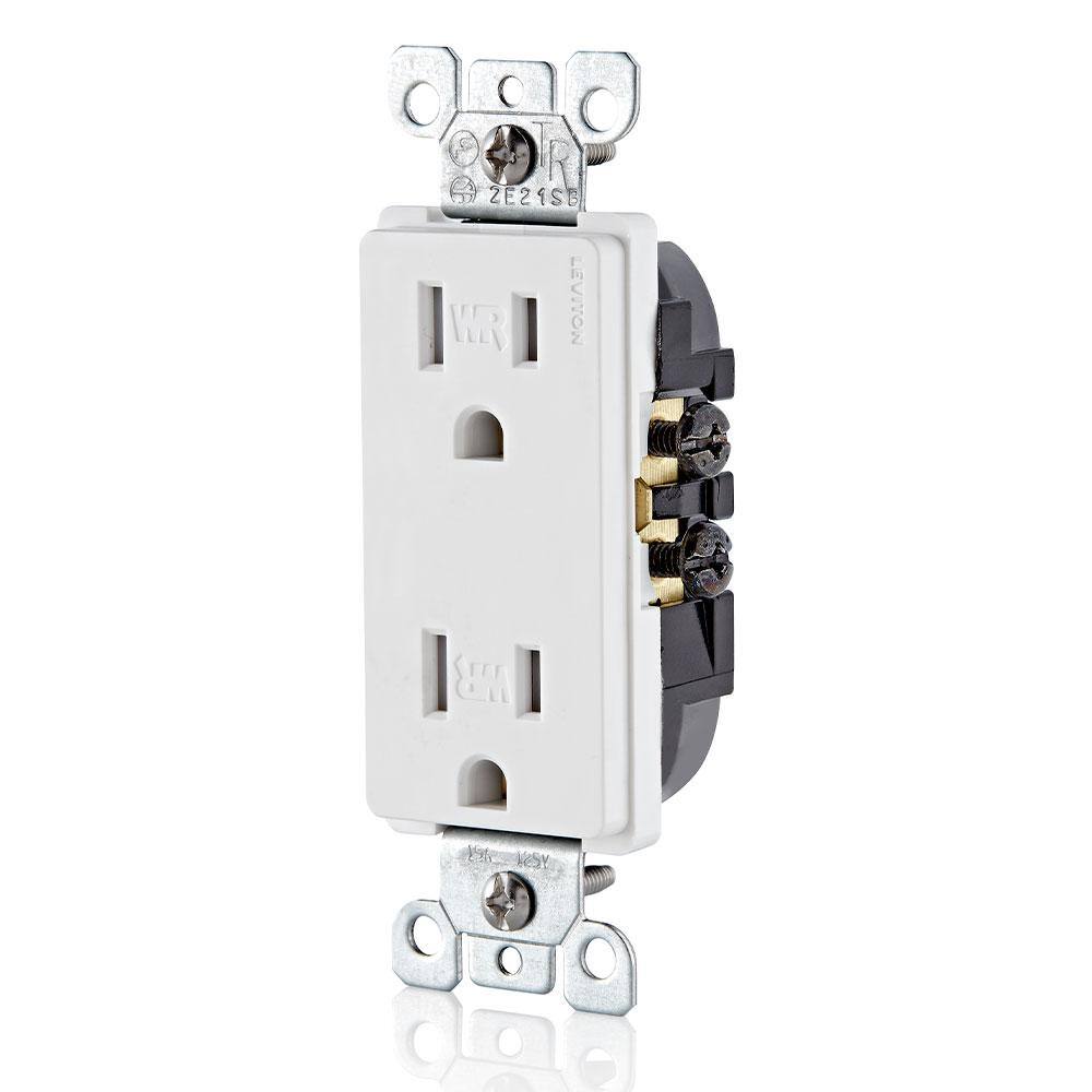 Leviton Decora 15 Amp 125-Volt Duplex Tamper ResistantWeather Resistant Outlet White R02-W5325-0TW