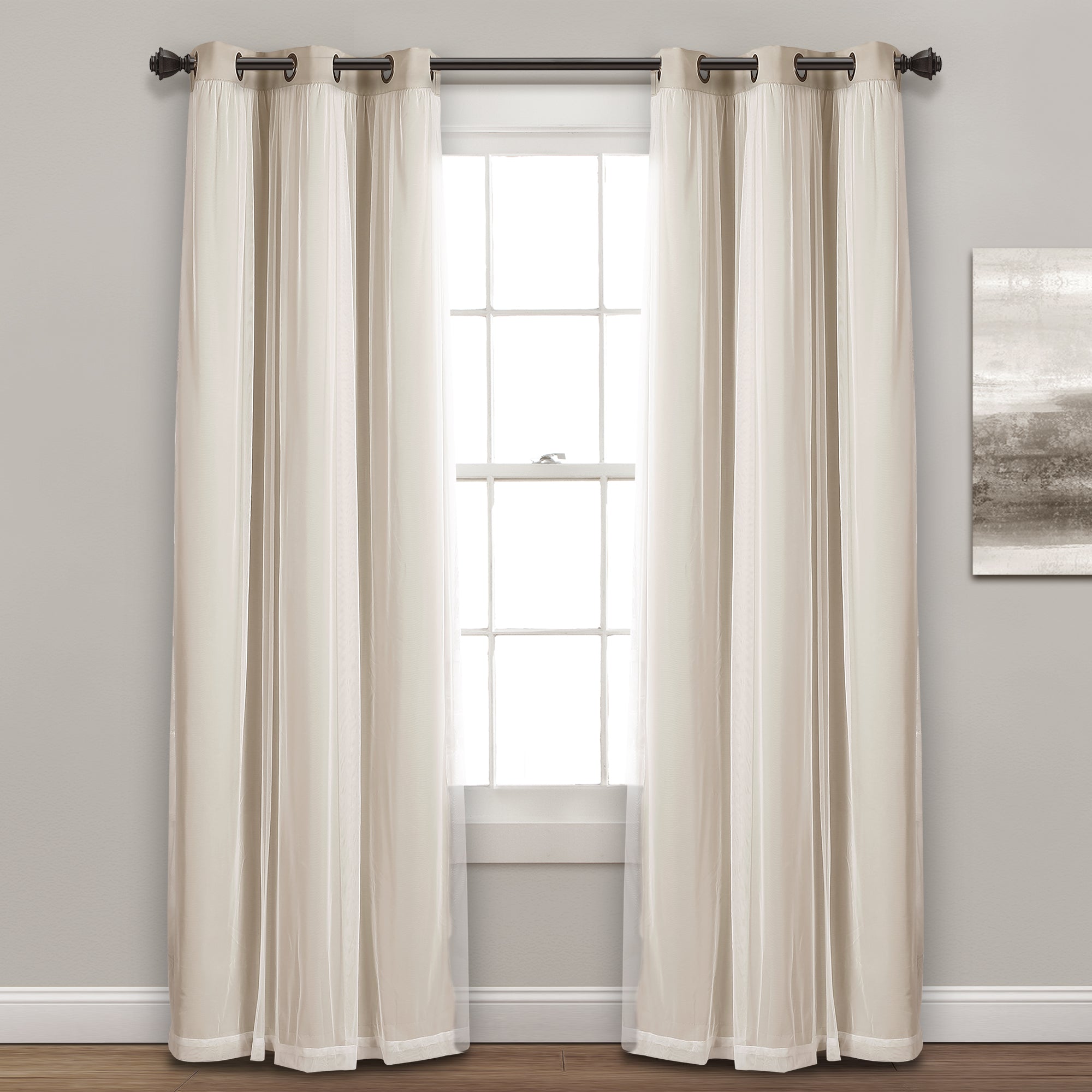 Grommet Sheer With Insulated Blackout Lining Curtain Panel Set