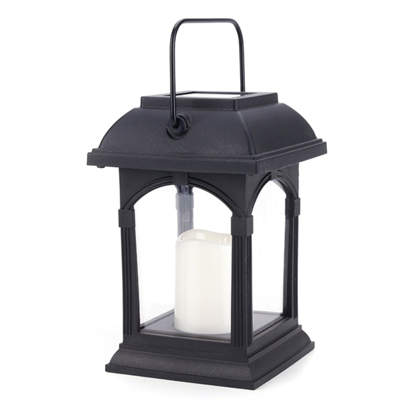 Waterproof Solar Handle Candle Lantern Outdoor Hanging Decorative Lantern For Patio Garden Yard