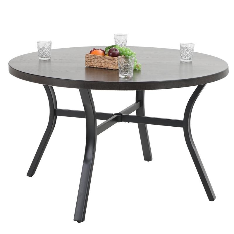 5 Piece Outdoor Patio Dining Set  1 Metal Round Table with a 1.6\