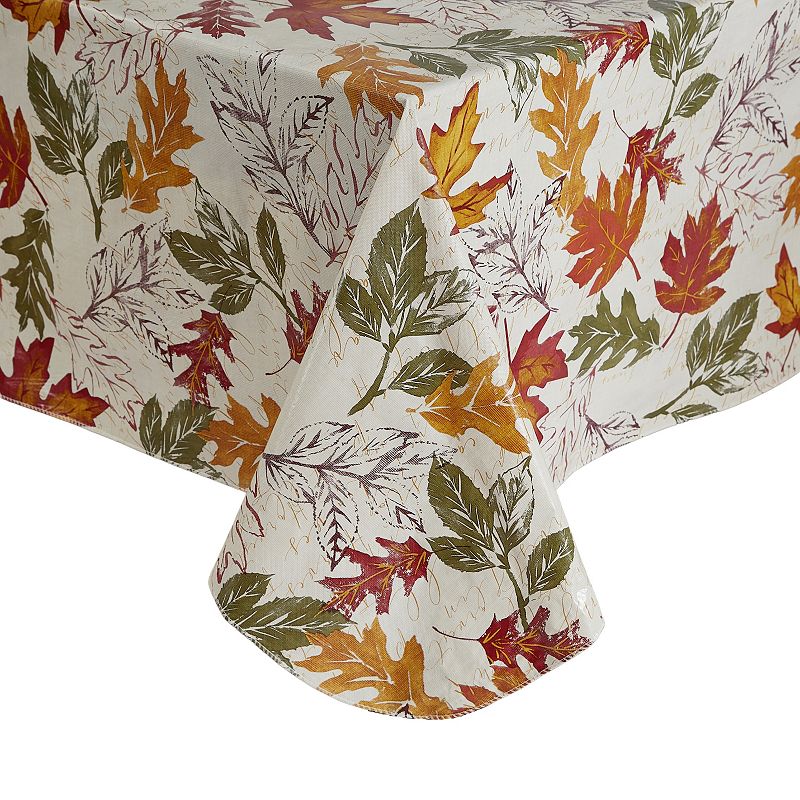 Elrene Home Fashions Vintage Leaves Vinyl Rectangle Tablecloth