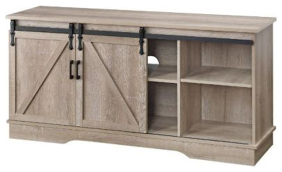 Vintage TV stand Industrial OAK wood TV table with doors   Farmhouse   Entertainment Centers And Tv Stands   by HIGHLIGHT USA LLC  Houzz