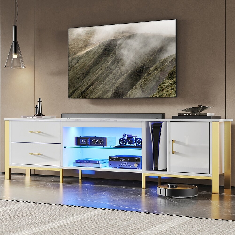 Modern TV Stands for 75/ 80/ 85 inch TV with 2 Drawers   80 inches