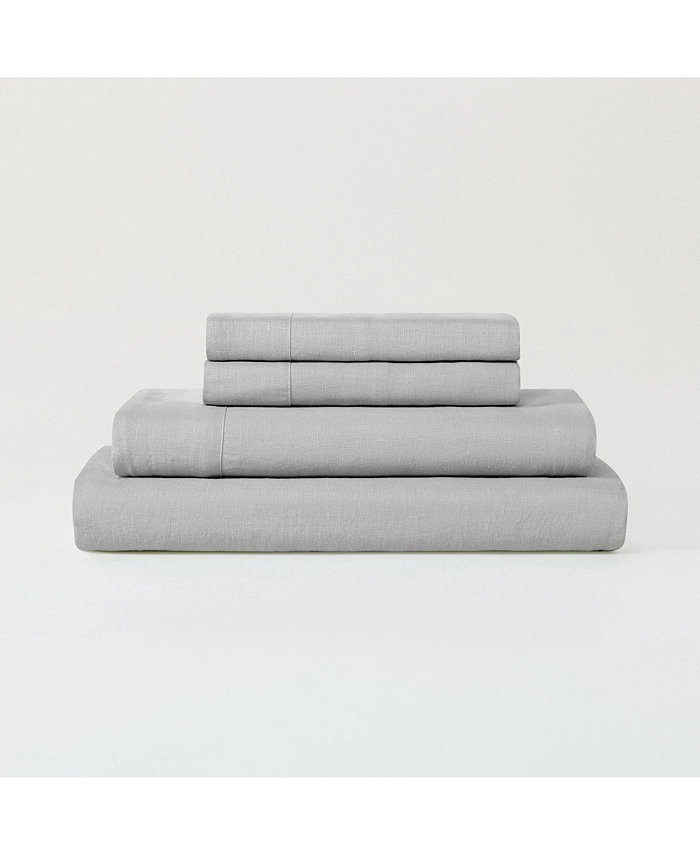 Sijo Luxeweave Linen Sheet Set， King Includes 1 Fitted Sheet 76x80x16， 1 Flat Sheet 110x104  2 Pillowcases 20x36