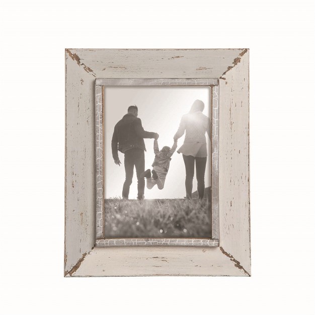 Gray And Cream Distressed Wood 5 X 7 Inch Decorative Wood Picture Frame Foreside Home amp Garden