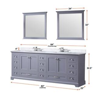 Lexora Dukes 84 in. W x 22 in. D Dark Grey Double Bath Vanity and Carrara Marble Top LD342284DBDS000