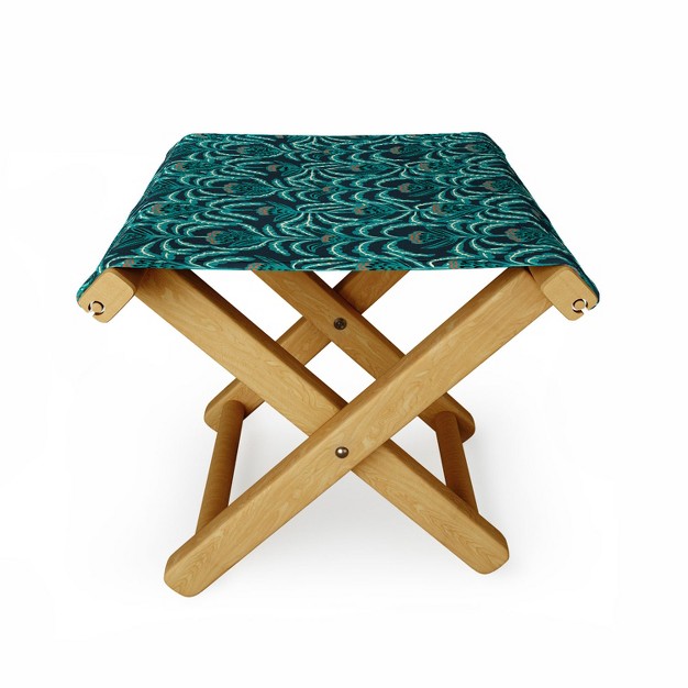 Holli Zollinger Maisey Teal Folding Stool Deny Designs