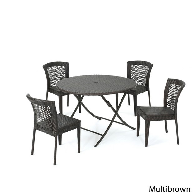 Rai 5pc Wicker Dining Set Brown Christopher Knight Home