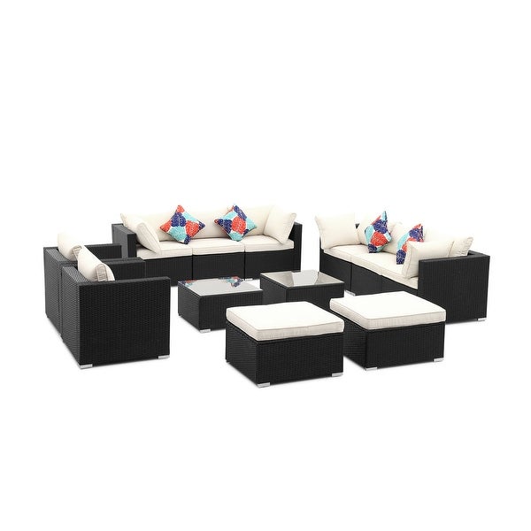 Zenova 12 Pcs Outdoor Patio Rattan Sofa Sectional Set - Overstock - 33151505