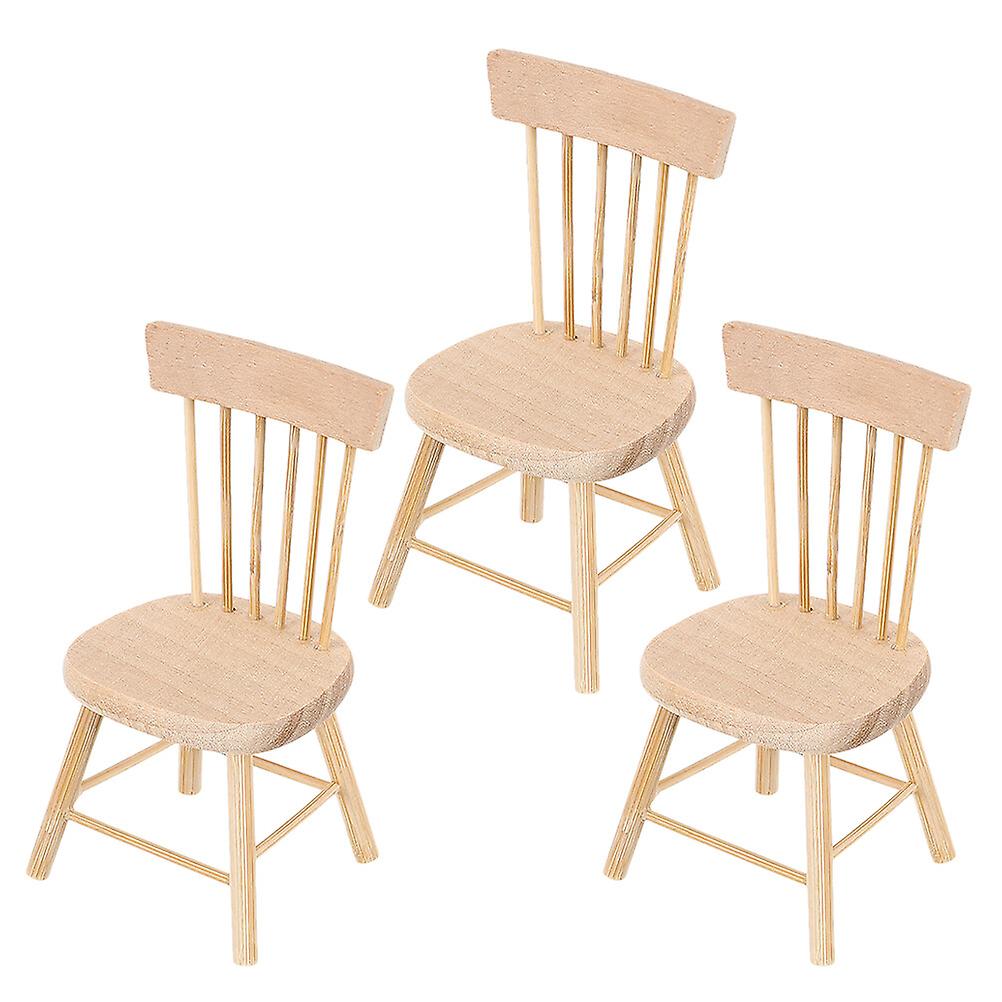 3pcs Doll House Chairs Furniture Miniature Chairs Doll House Decors Accessories