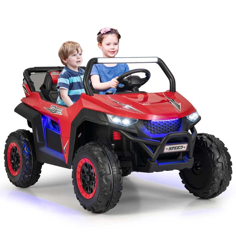 12V 2-Seater Kids Ride On UTV Car, Battery Powered RC Electric Vehicle with Lights & Music