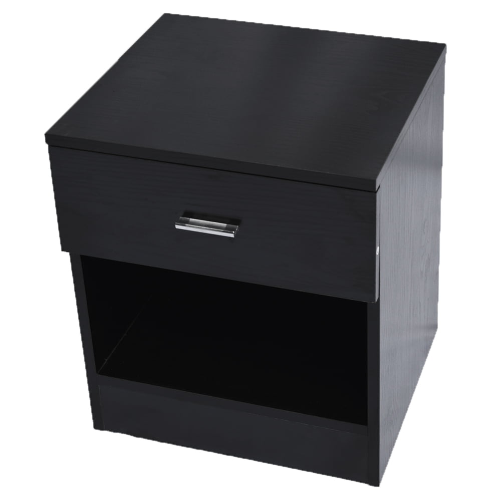 UBesGoo 1 Drawer Night Stand Storage Cabinet Bedside Table Bedroom Furniture Black New