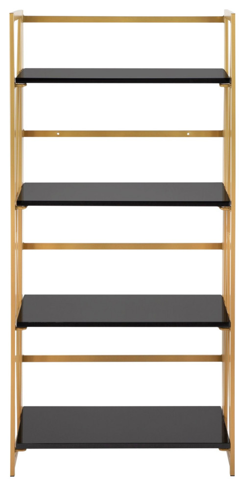 Folia Bookcase  Gold Metal  Black MDF   Contemporary   Bookcases   by LumiSource  Houzz