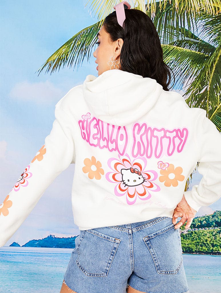 Hello Kitty x Skinnydip Warped Flower White Hoodie