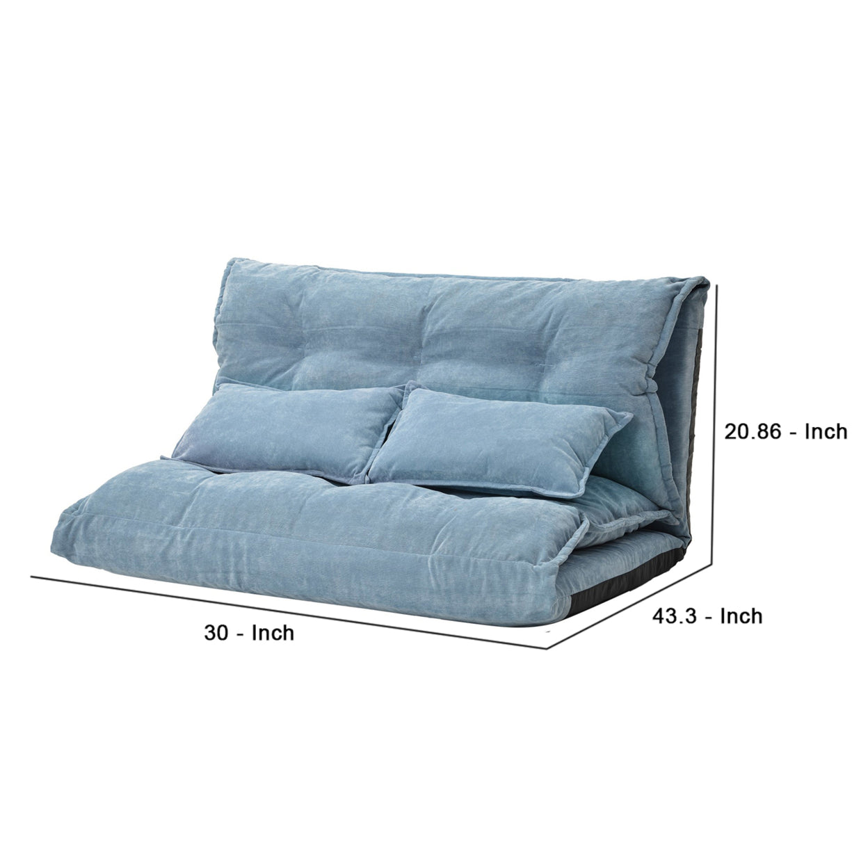 Adjustable Foldable Leisure Futon Sofa with Tufting, Blue- Saltoro Sherpi