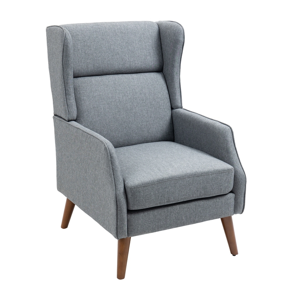 Modern High Back Cotton Linen Accent Chair