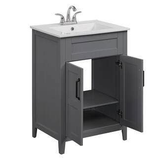 Twin Star Home 24 in. W x 18 in. D x 34 in. H Single Bathroom Vanity Top in Huron Gray with Sink Included 24BV34018-F988