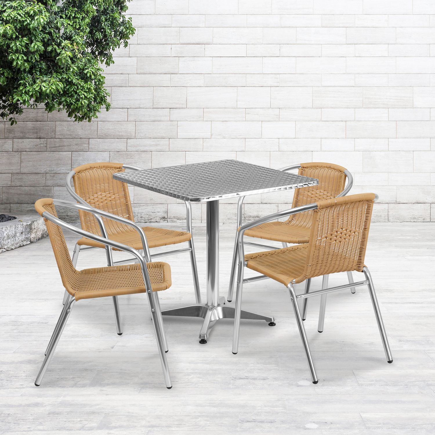 Flash Furniture Square Indoor / Outdoor Dining Table and Chair 5-piece Set