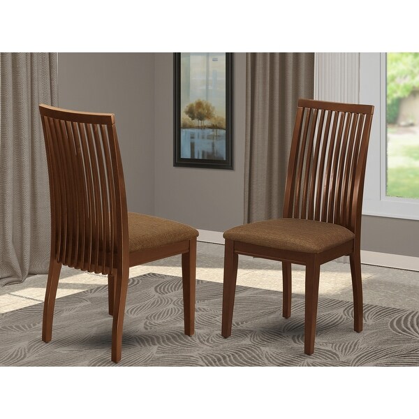 East West Furniture Ipswich Dining Chair with Linen Fabric Upholstered Sea in Mahogany Finish Set of 2 - IPC-MAH-C