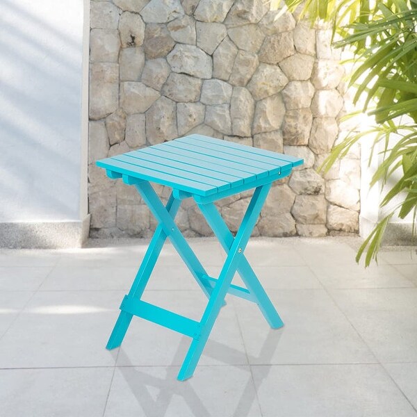 Outdoor Wooden Folding Square Side Table，Portable Lounge End Table