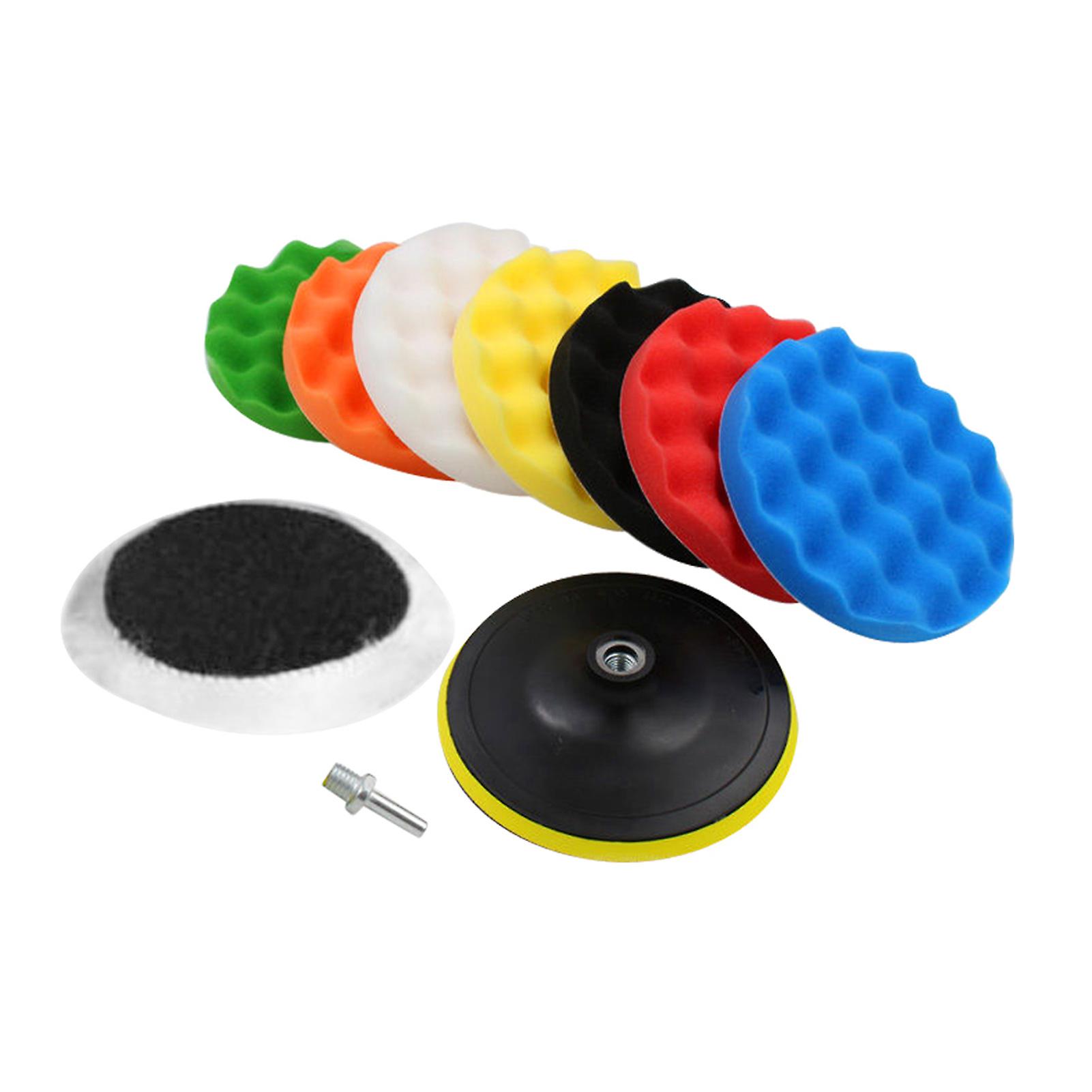 10 Pcs Sponge Polishing Buffing Waxing Pad Kit For Car Polisher Buffer With Drill Adapter 5''