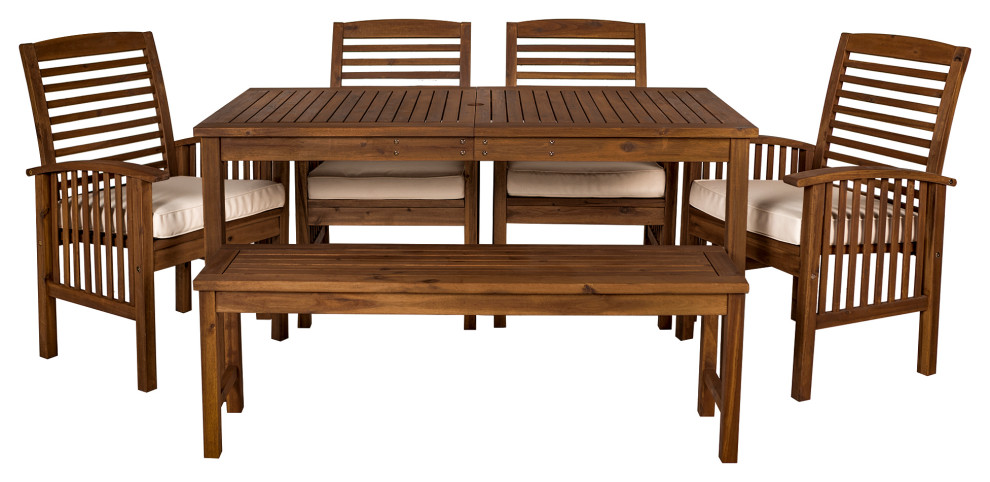 6 Piece Modern Patio Dining Set  Dark Brown   Transitional   Outdoor Dining Sets   by Kolibri Decor  Houzz