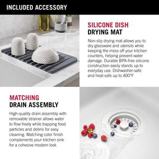 Delta Everest White Granite Composite 32 in. Single Bowl Undermount Kitchen Sink with Accessories 75B933-33S-WH