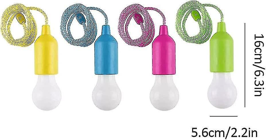 4 Pack，led Pull Cord Light Bulb，haning String Light，portable Hanging Battery Operated Camp