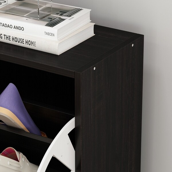 23.6W Trendy Shoe Storage Cabinet with 3 Large Fold-Out Drawers - - 35444450