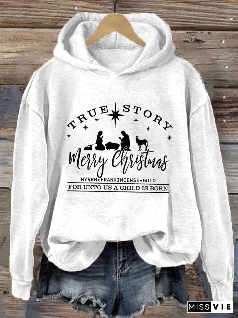 Women's Christian Christmas True Story Lounge Hoodie