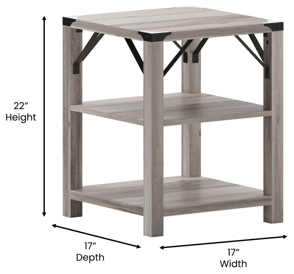 Gray Wash 3 Tier Side Table   Farmhouse   Side Tables And End Tables   by Pot Racks Plus  Houzz