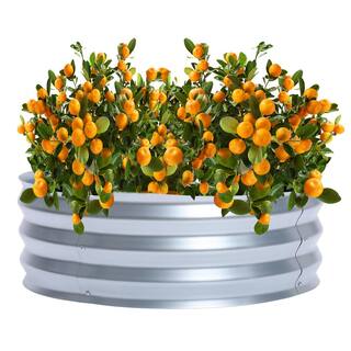LuxenHome 36 in. Galvanized Metal Round Raised Garden Bed WHPL1270