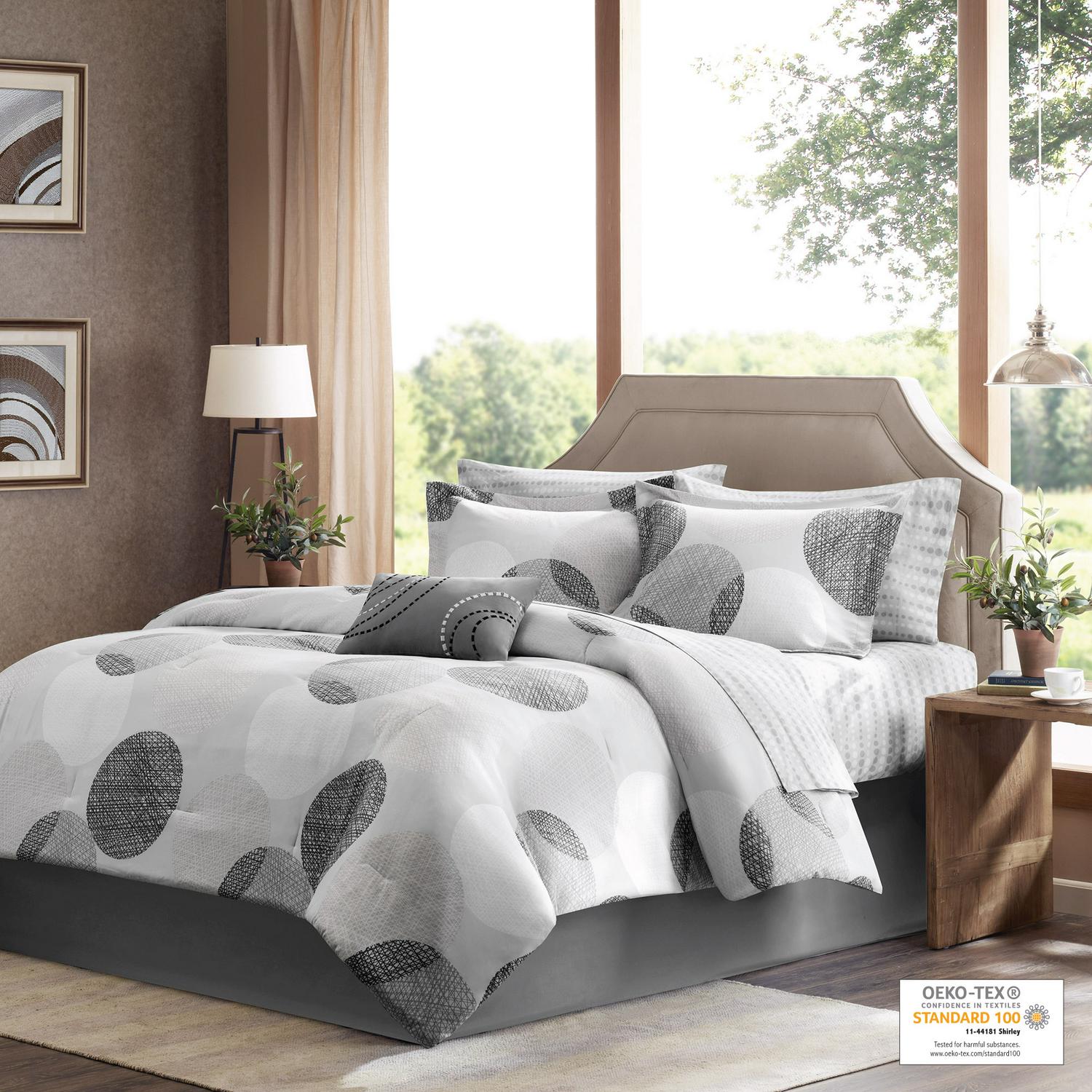 Home Essence Cabrillo Bed in a Bag Comforter Bedding Set， Gray， Twin