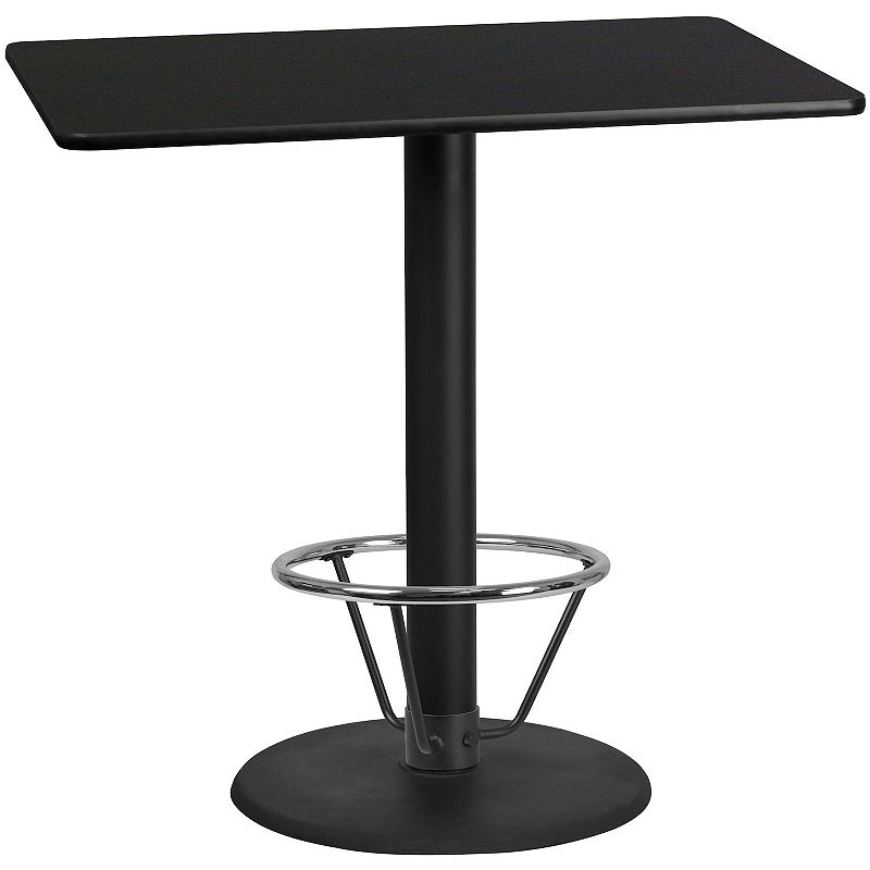 Emma and Oliver 30x48 Black Laminate Bar Table Top-24RD Base/Foot Ring