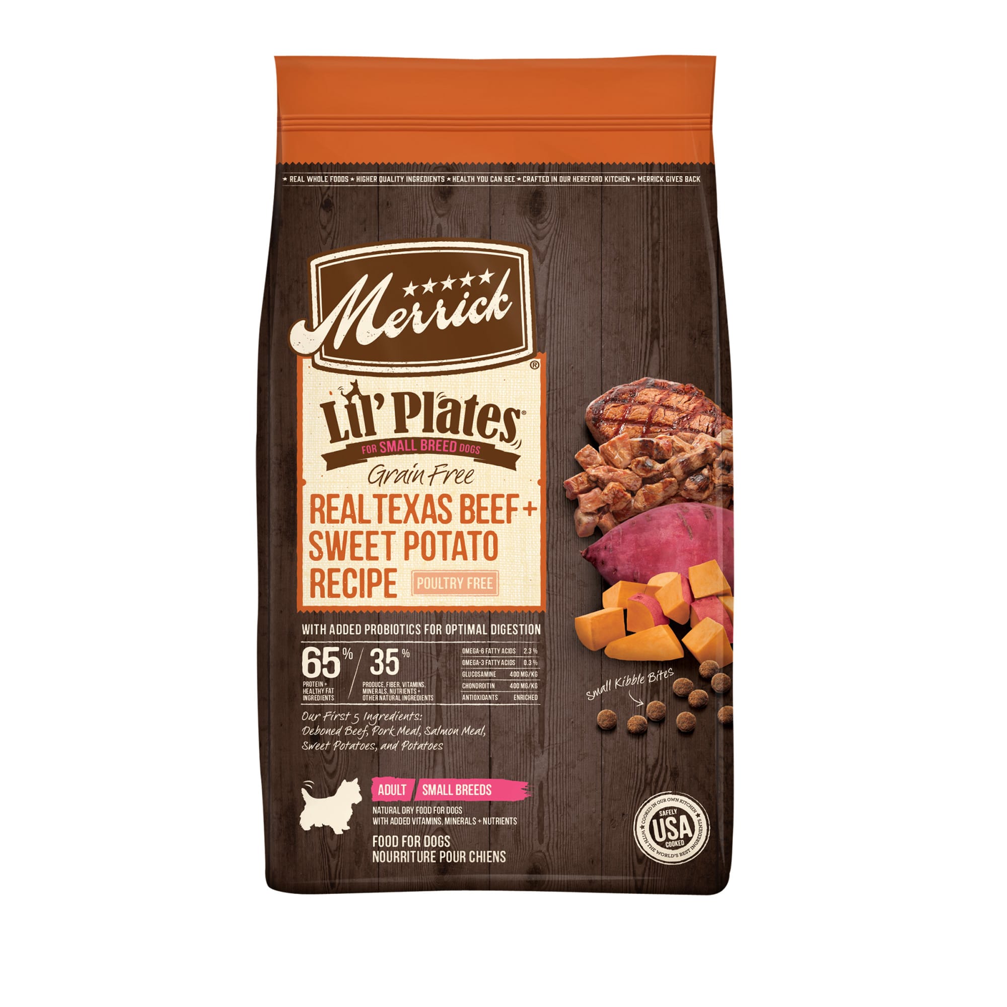 Merrick Lil Plates Grain Free Real Texas Beef and Sweet Potato Recipe Small Breed Dry Dog Food， 20 lbs.