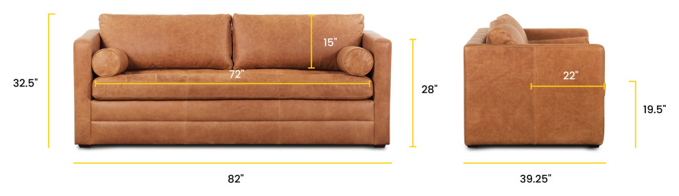 Poly and Bark Napa Leather Sleeper Sofa  Cognac Tan   Contemporary   Sleeper Sofas   by Edgemod Furniture  Houzz