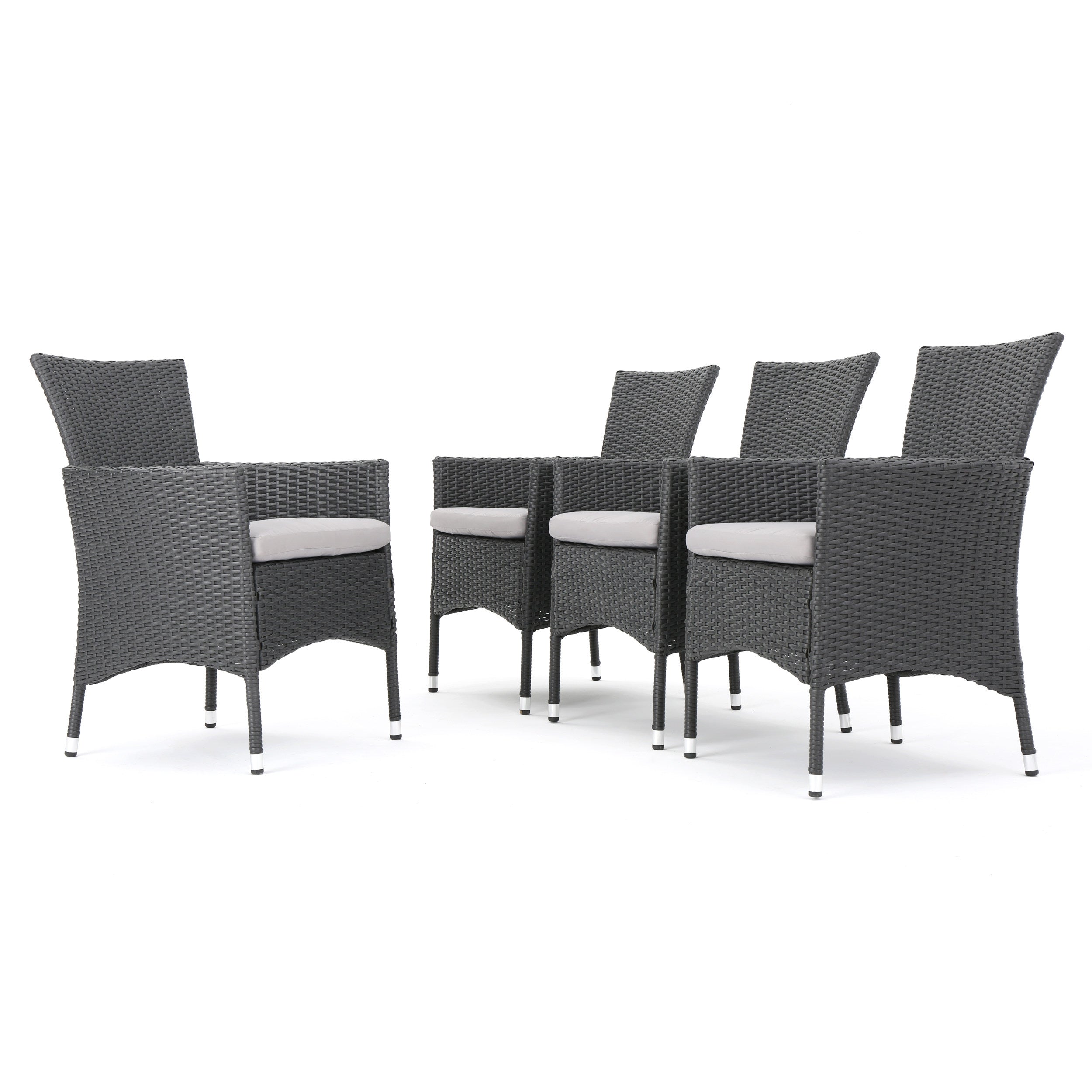 Brascha Contemporary Outdoor PE Wicker Dining Chairs w/ Cushions