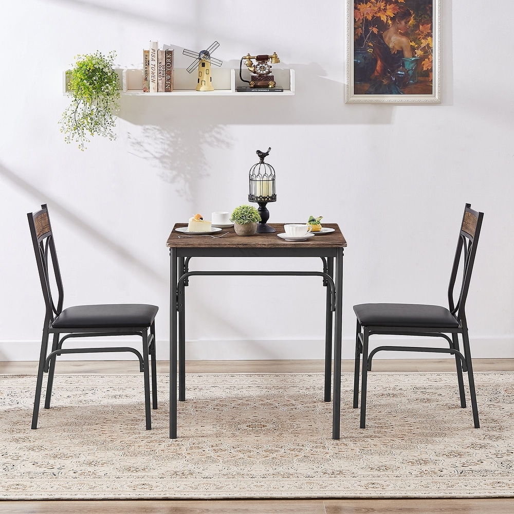 VECELO Bistro Kitchen Dining Table and Dining Chair Set of 2 or 4 (3PCS/5PCS)