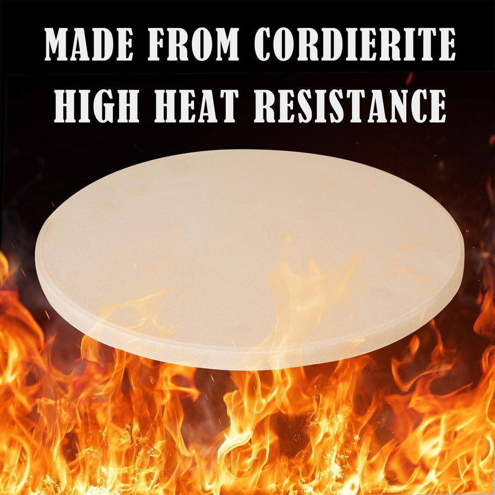 Royal Gourmet 14 in. Round Cordierite Stone for Pizza Oven or Grill Thermal Shock Resistant Baking Stone KS1401