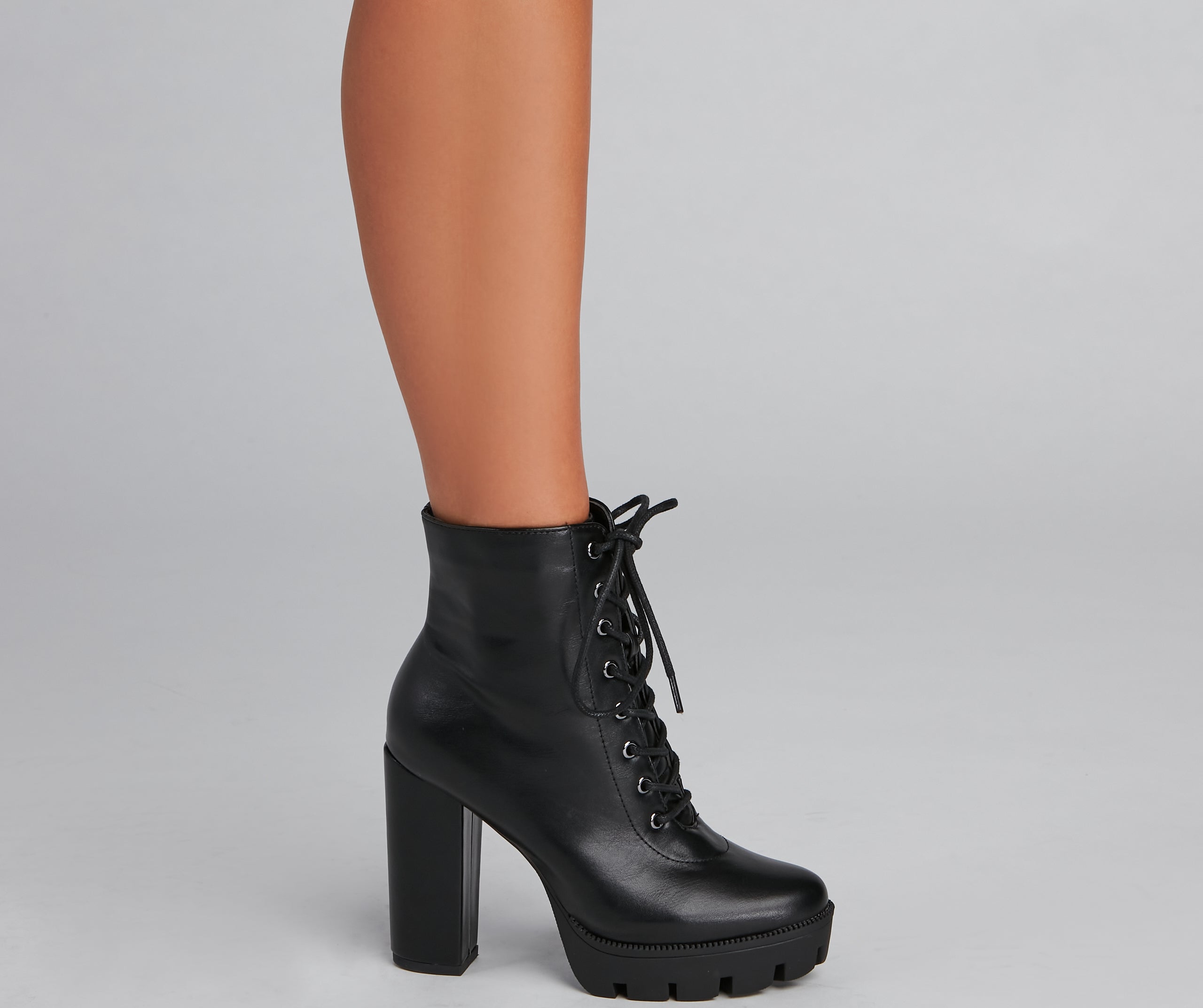 Lug It Faux Leather Booties