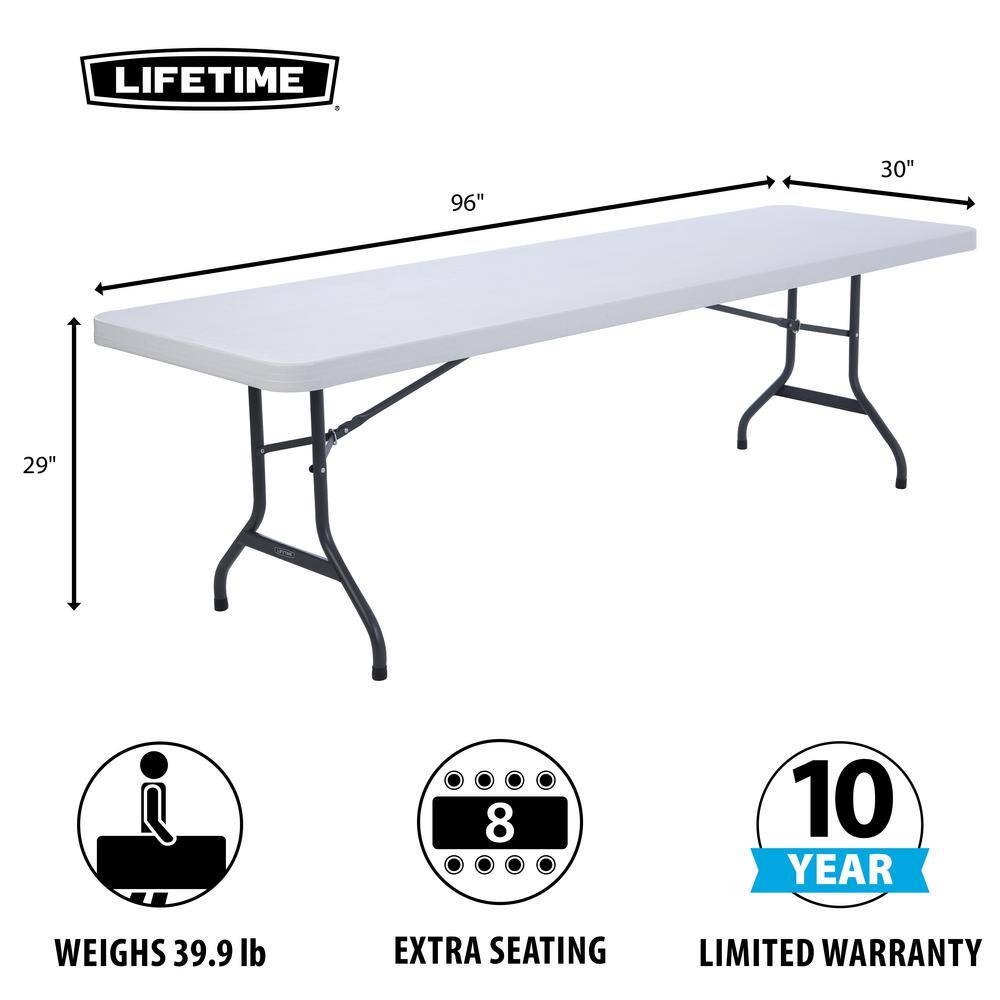 Lifetime 8 ft. White Granite Plastic Folding Table (Commercial) 22980