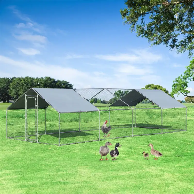 26 FT Large Metal Chicken Coop Run Walk-in Poultry Cage Hen Run House Shade Cage for Outdoor Backyard Farm