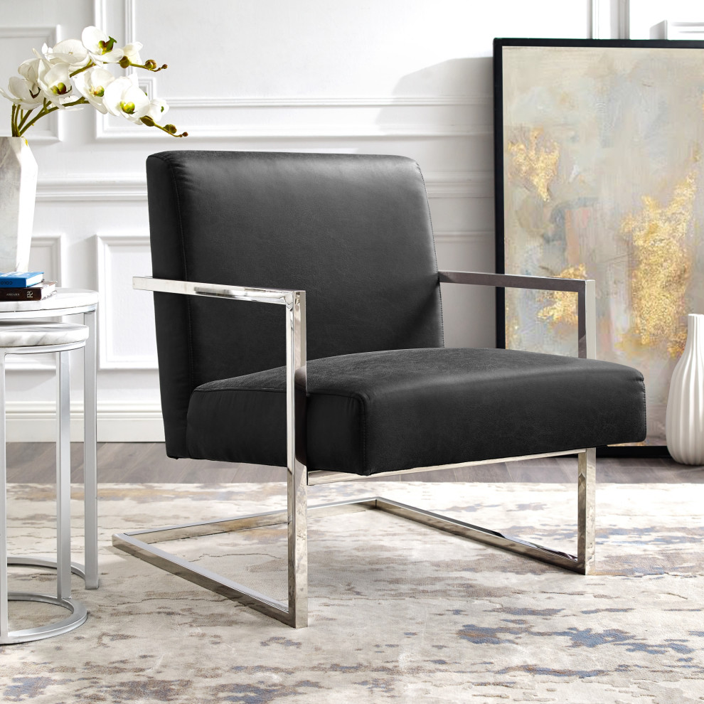 Nicole Miller Leighton Accent Chair With Square Frame   Contemporary   Armchairs And Accent Chairs   by Inspired Home  Houzz