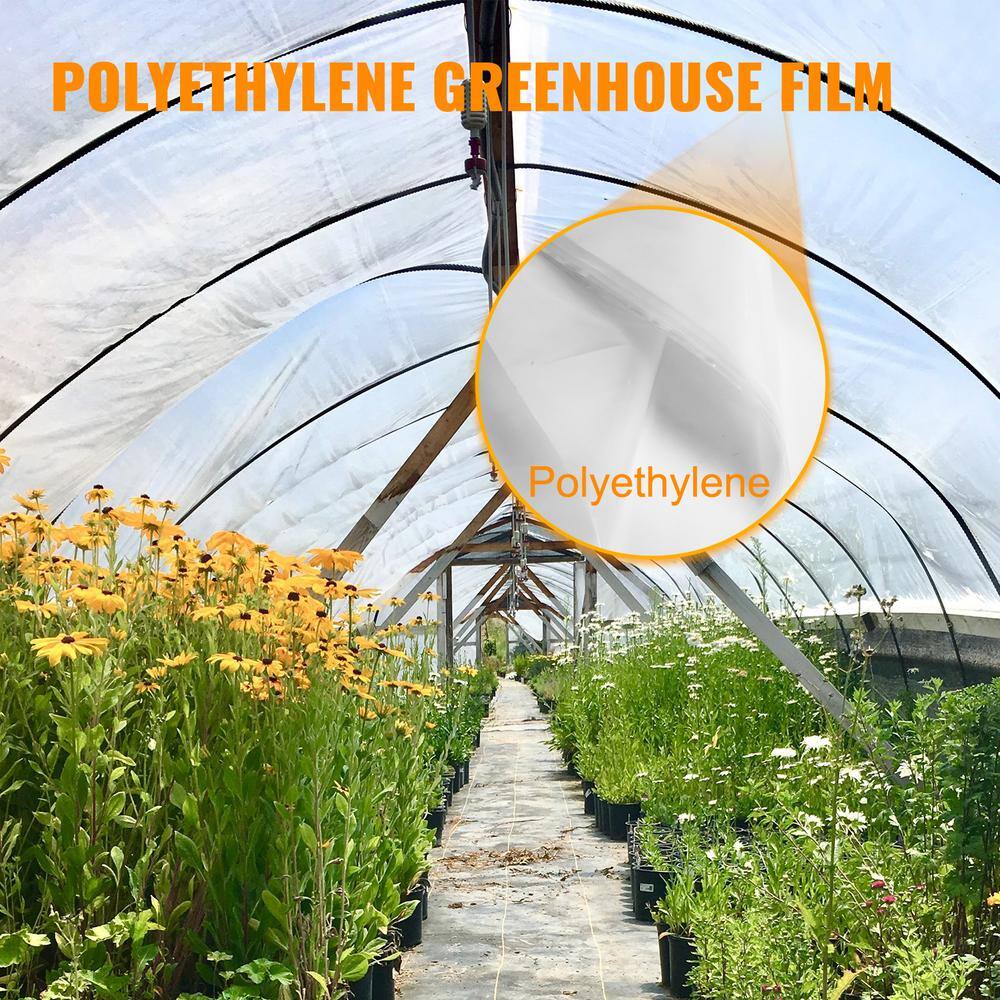 VEVOR Greenhouse Film 16 ft. x 28 ft. 6 ml Polyethylene UV Resistant Greenhouse Clear Plastic for Agriculture PEWSM1628FT000001V0