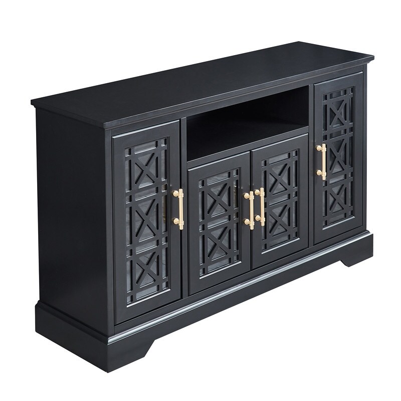 52'' Traditional Style Storage Sideboard Buffet with Four tempered glass doors (2 Colors）