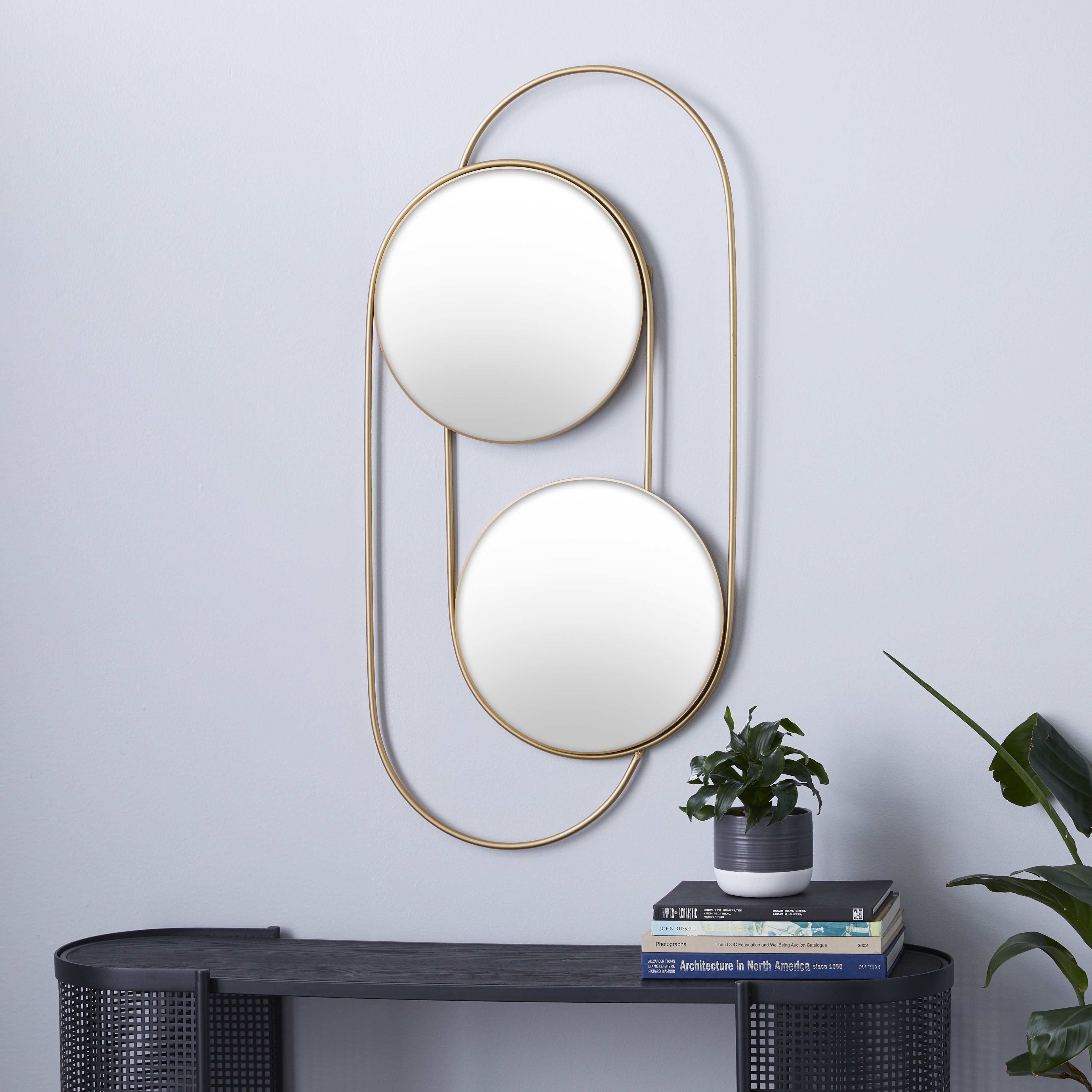 Gold Contemporary Metal Wall Mirror 43 x 20