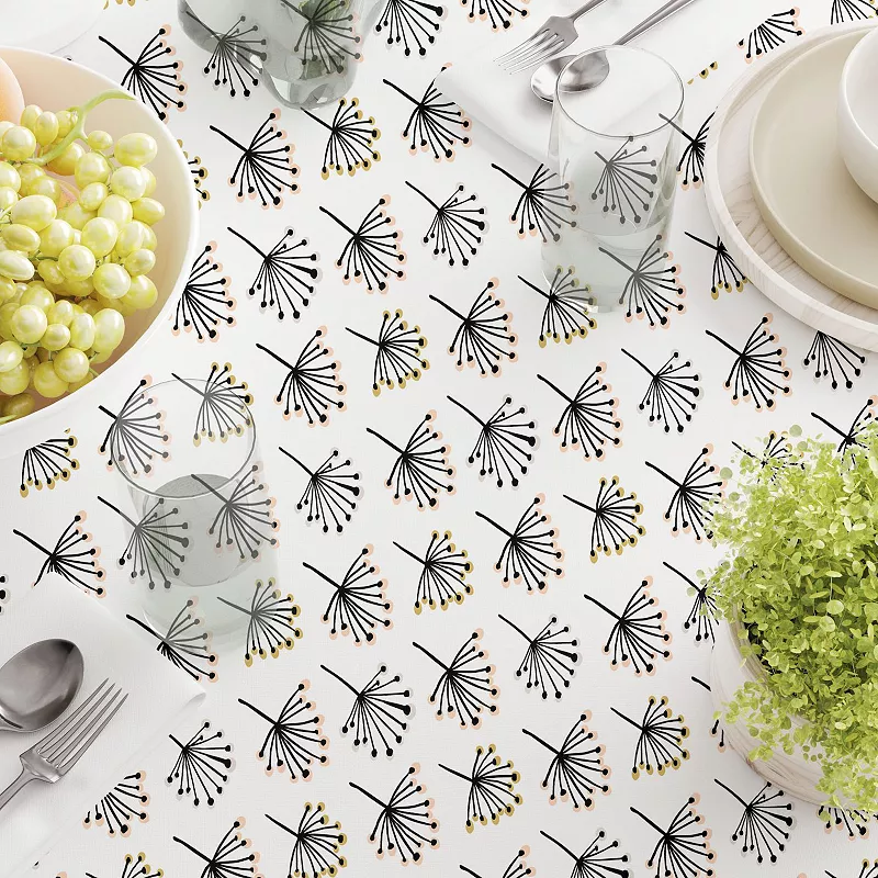 Square Tablecloth， 100% Cotton， 60x60， Dandelion Flower Graphic