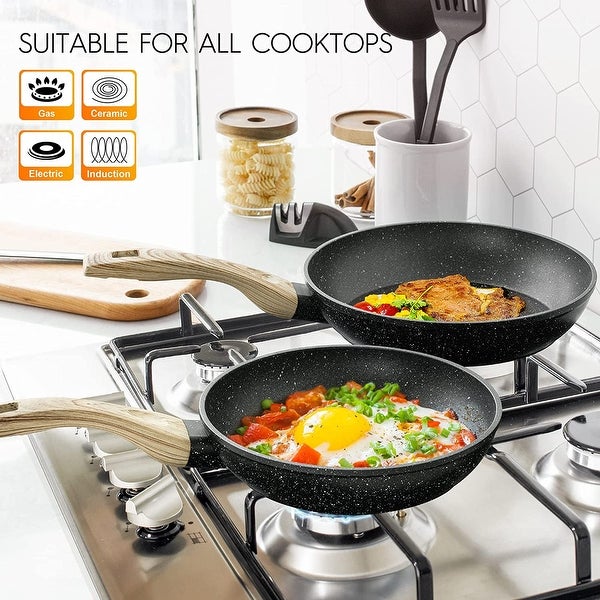 White Pots and Pans Set Nonstick Cookware Sets， 12pcs White Granite Cookware Set Induction Compatible