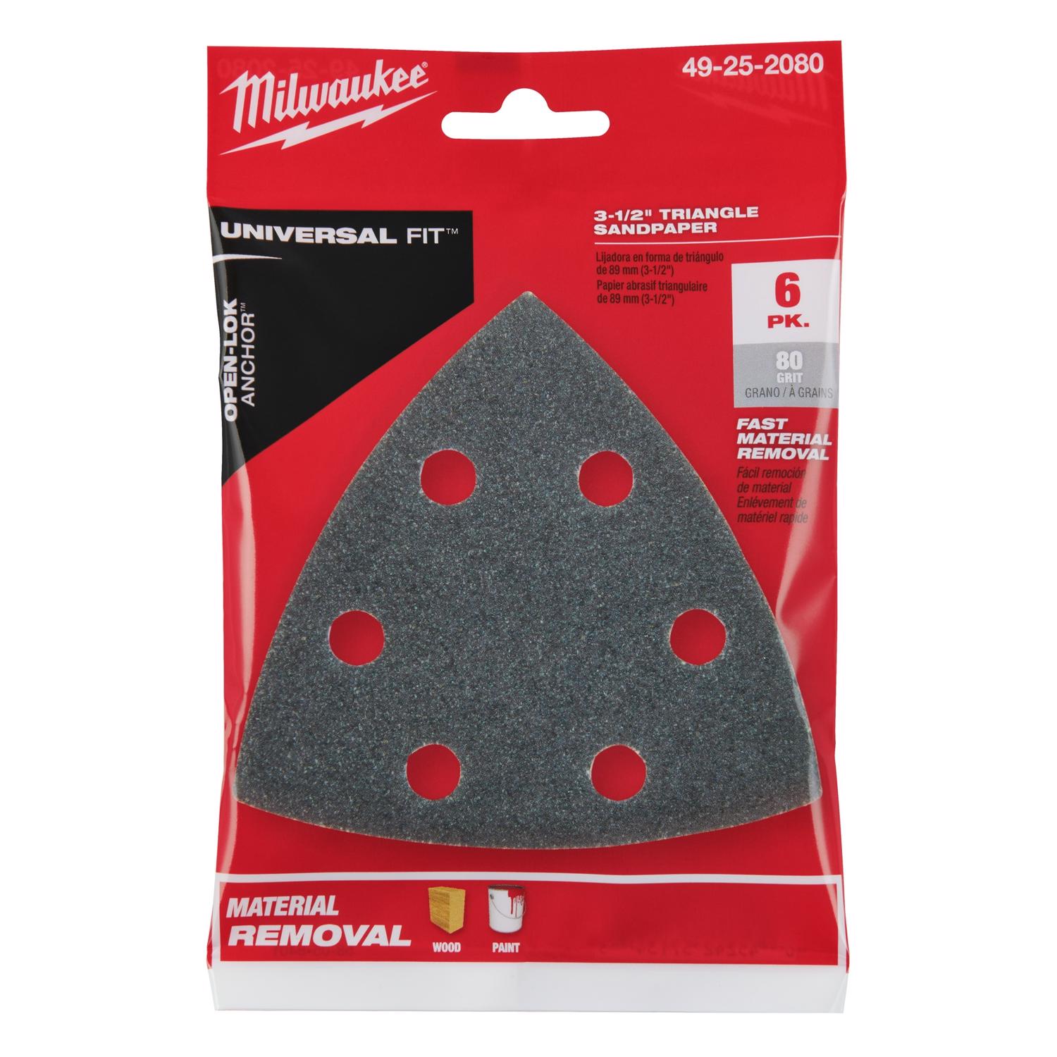 MW 3-1/2 in. Silicon Carbide 80 Grit Triangular Sanding Paper 6 pk